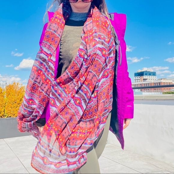 Anthro Tribal Western Hippi Patchwork Pattern Blanket Scarf - Picture 9 of 16